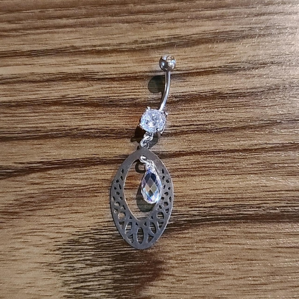 Crystal dangle bellybutton ring